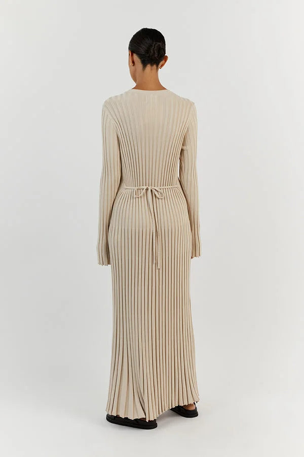 Camelia | Gebreide Maxi Jurk met Lange Mouwen