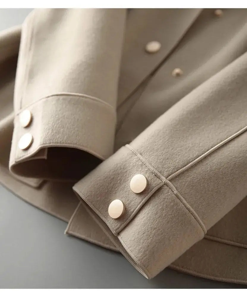 Stijlvolle Warme Chique Dames Jas met Elegante Knopen
