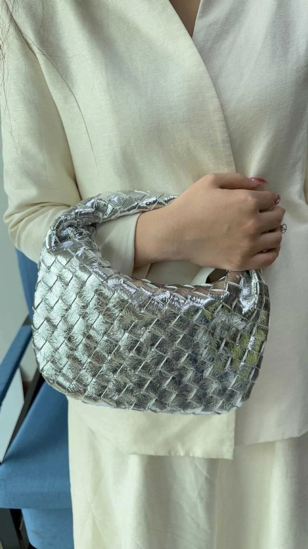 Blair | Luxe Gevlochten Handtas in Metallic