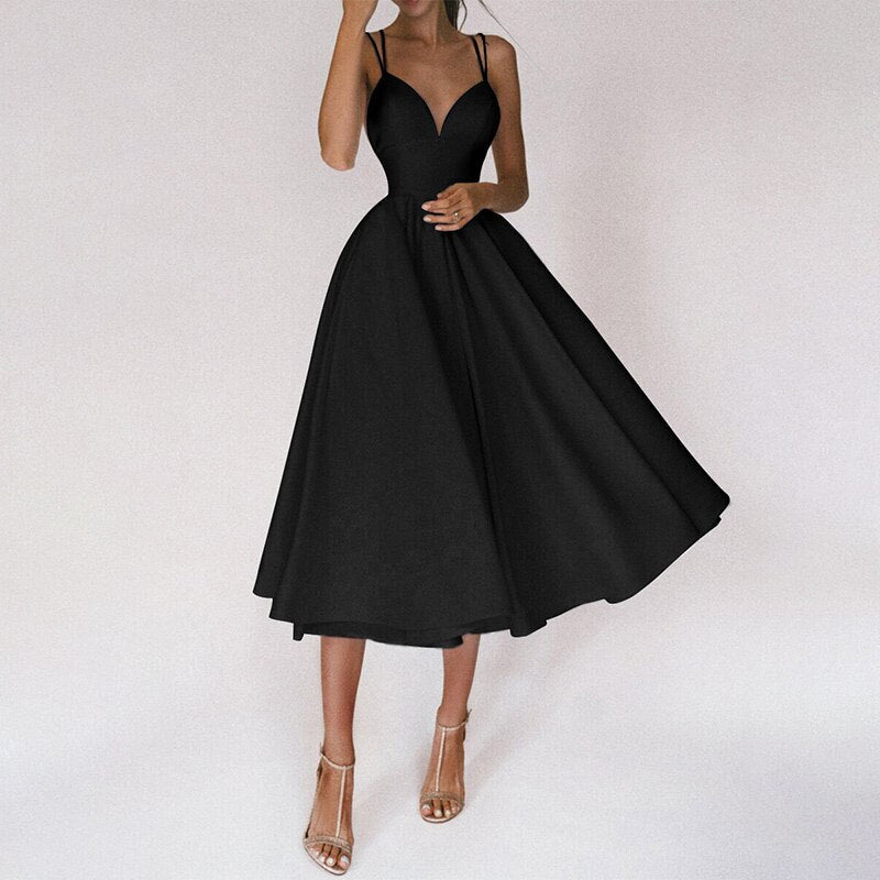 Ermina | Elegante Midi-Jurk met Spaghettibandjes