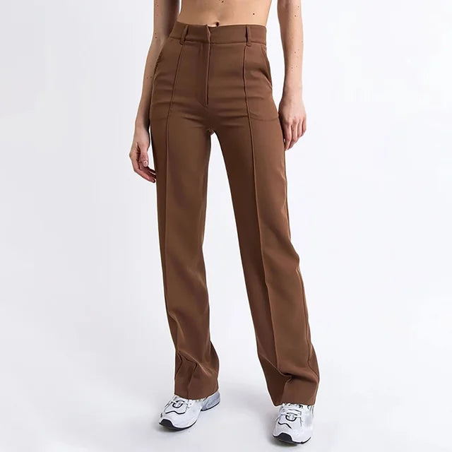 Hoge Taille Dames Pantalon met Rechte Pasvorm
