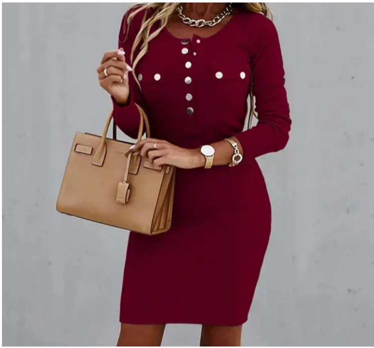 Fashea | Elegante Jurk met Knoopdetails