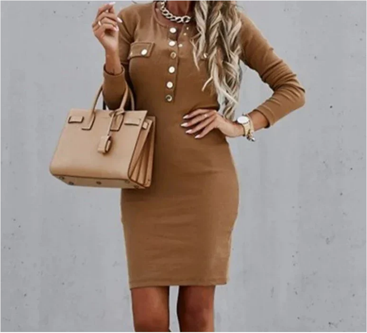 Fashea | Elegante Jurk met Knoopdetails