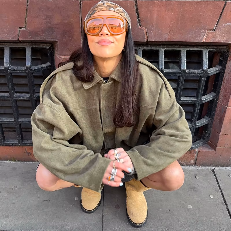 Shaheeda | Oversized Suede Jacket