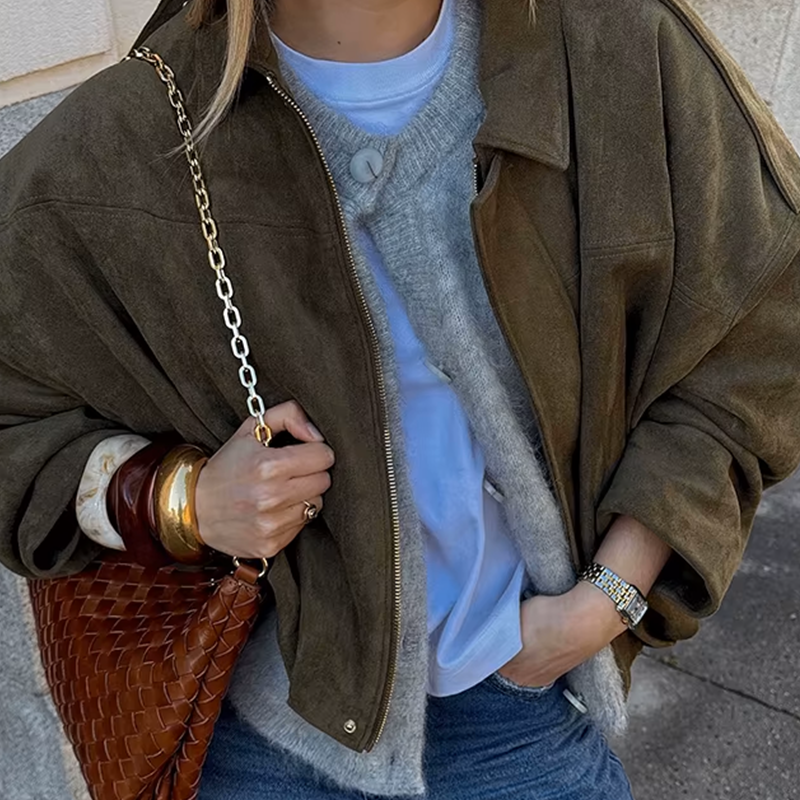 Shaheeda | Oversized Suede Jacket