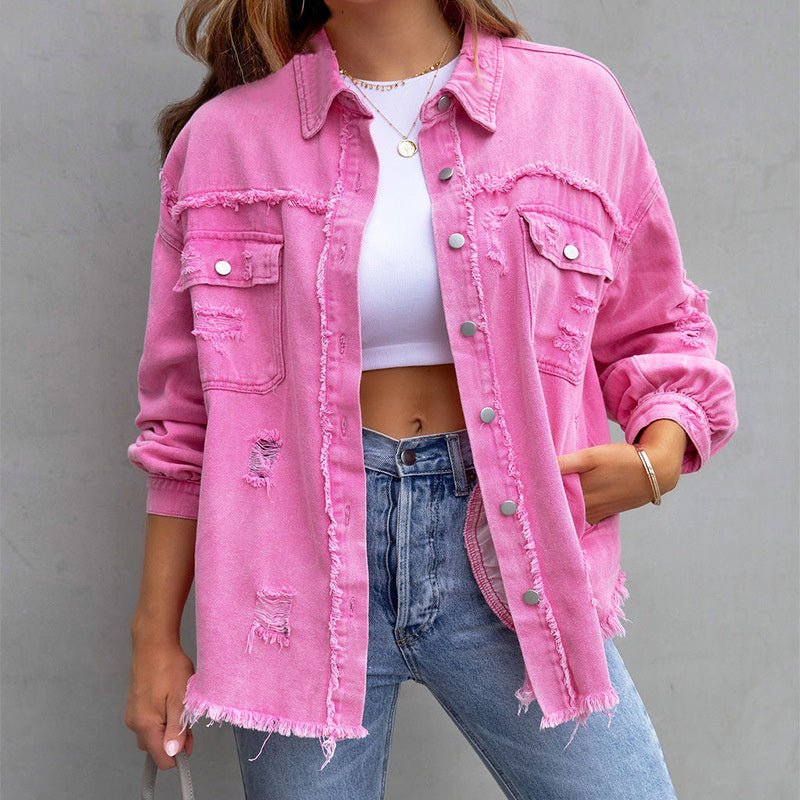 Trendy Casual Dames Denim Jack met Lange Mouwen