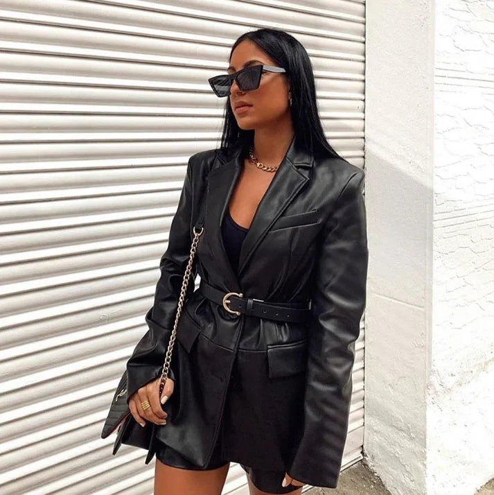 Rosanne | Chic Leather Blazer for Women