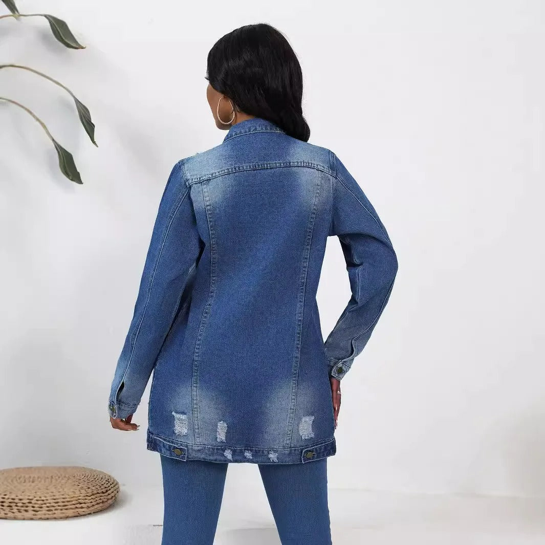 Elena | Oversized Denim Jacket met Vintage Look