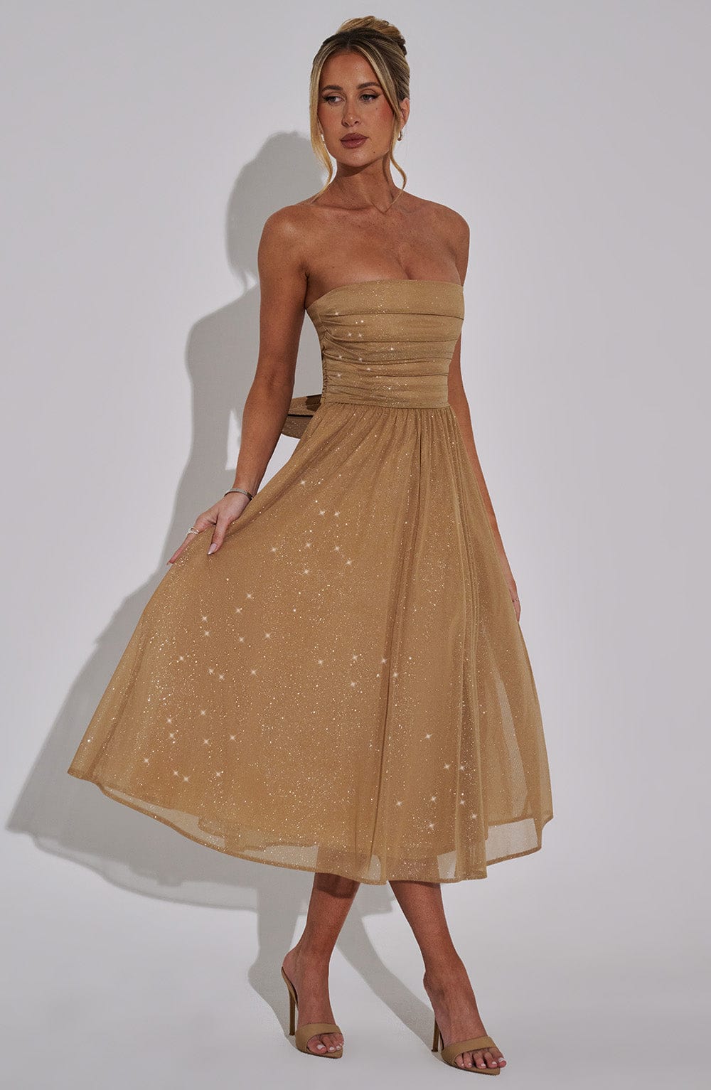 Marlou | Strapless Glitter Midi-jurk