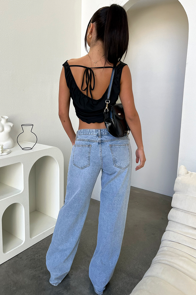 Kadi | Lichtblauwe Wide-Leg Jeans met Lage Taille