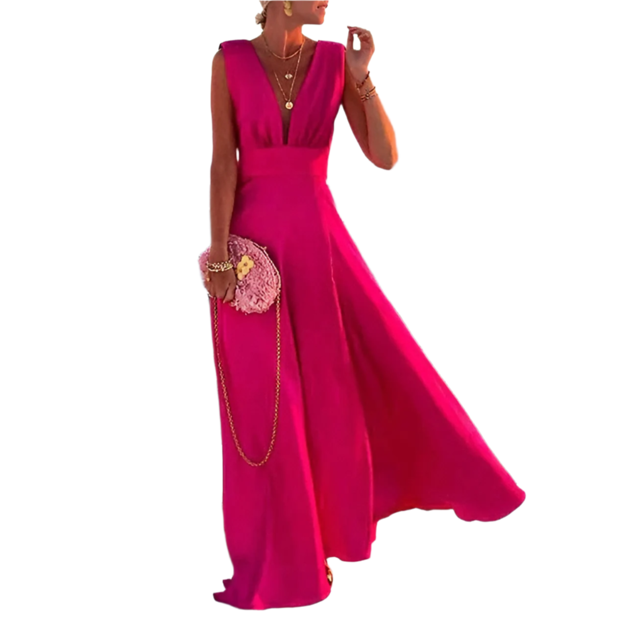 Luxe Dames Galajurk Maxi met V-hals en Mouwloos