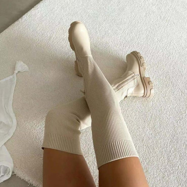 Bottes Hautes Tendance et Élégantes pour Femmes avec Fermeture Éclair