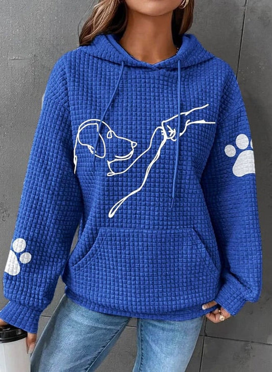 Warme Oversized Zachte Dames Hoodie met Hond Print