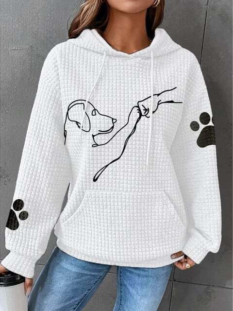 Warme Oversized Zachte Dames Hoodie met Hond Print