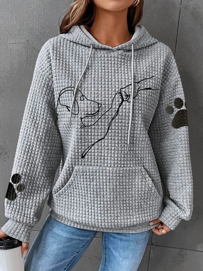 Warme Oversized Zachte Dames Hoodie met Hond Print