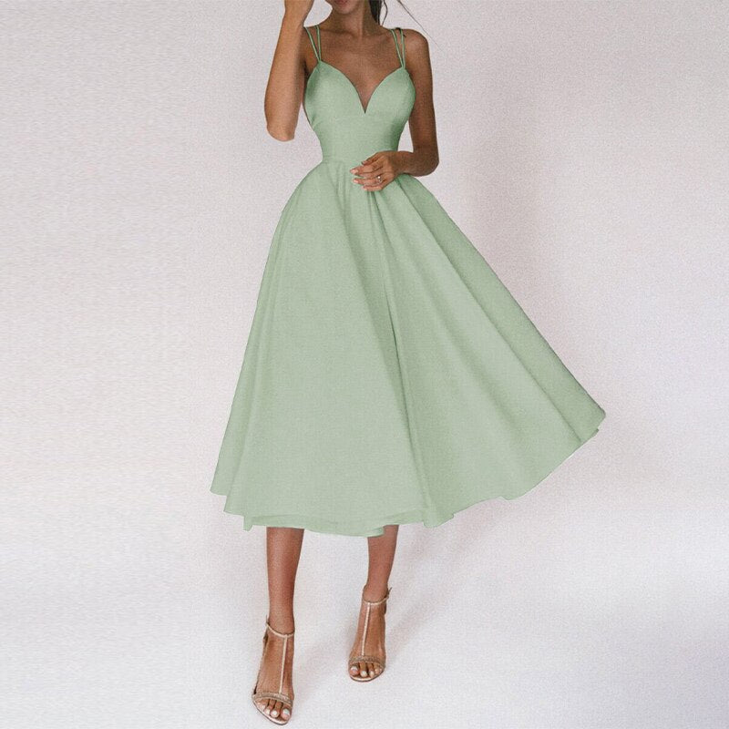 Ermina | Elegante Midi-Jurk met Spaghettibandjes