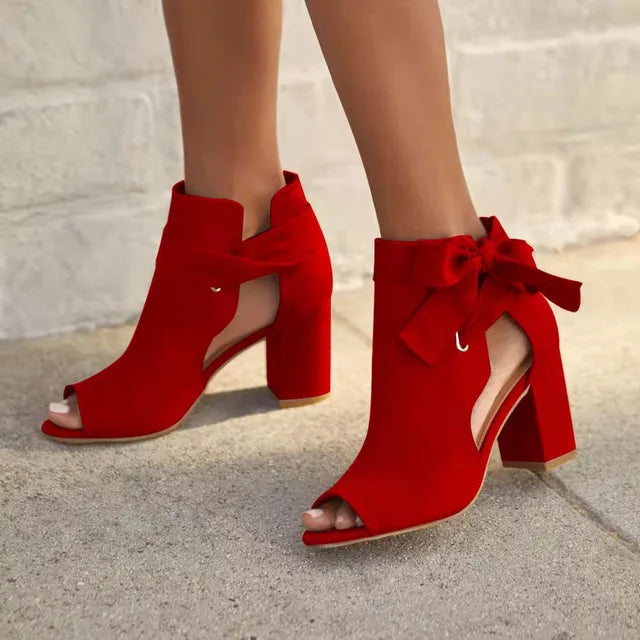 Odessah | Chic Tie-Up Ankle Boots – Rood
