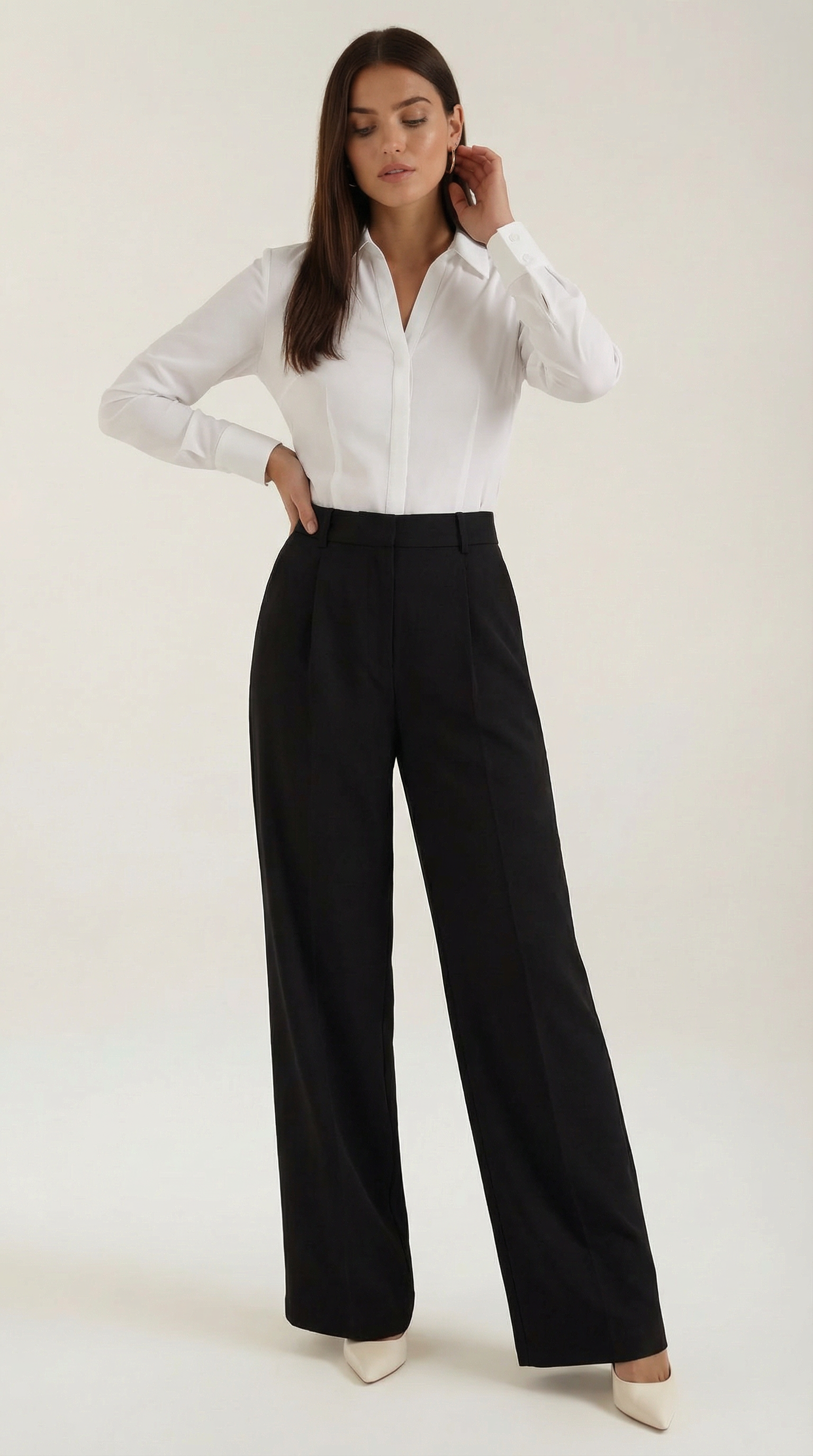 Comfortabele Dames Trouser Met Hoge Taille en Wijde Pijpen