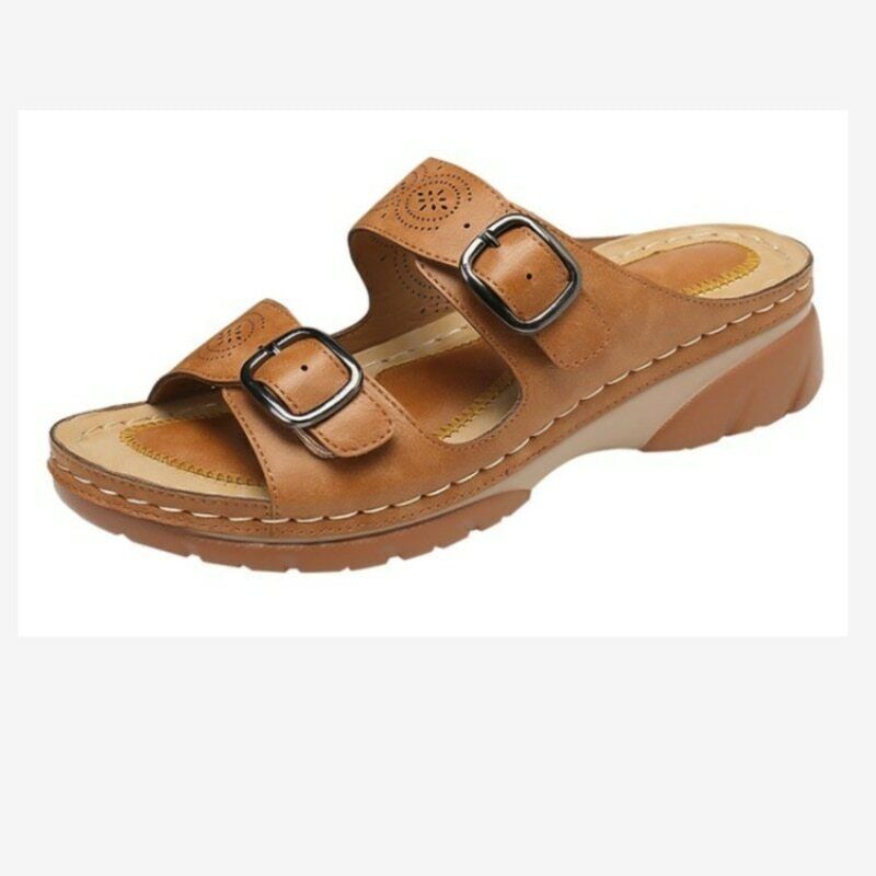 Orthopedische Dames Leren Sandalen Met Verstelbare Gespen