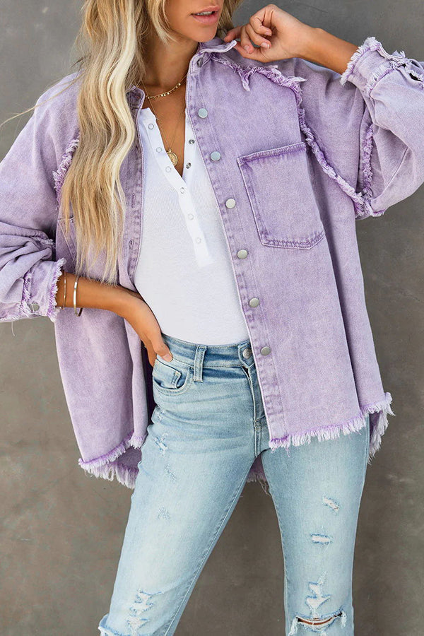Trendy Oversized Corduroy Dames Jacket met Rafels