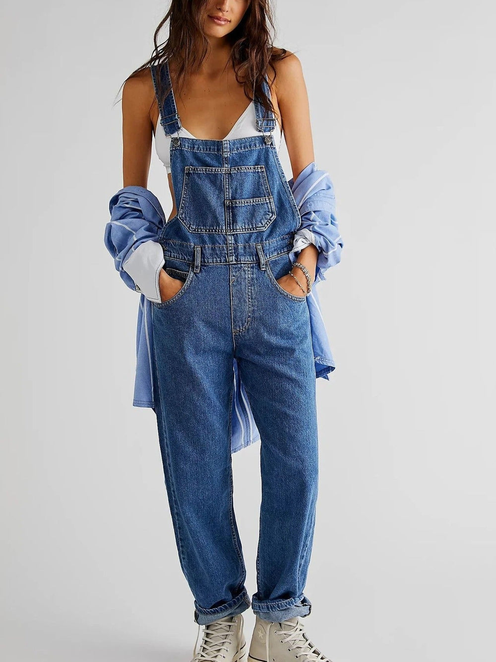 Malani|Salopette en denim coupe décontractée avec look vintage