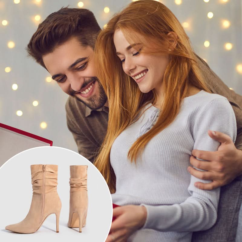 Reynah | Elegante Puntige Laarzen met Schach Plooi