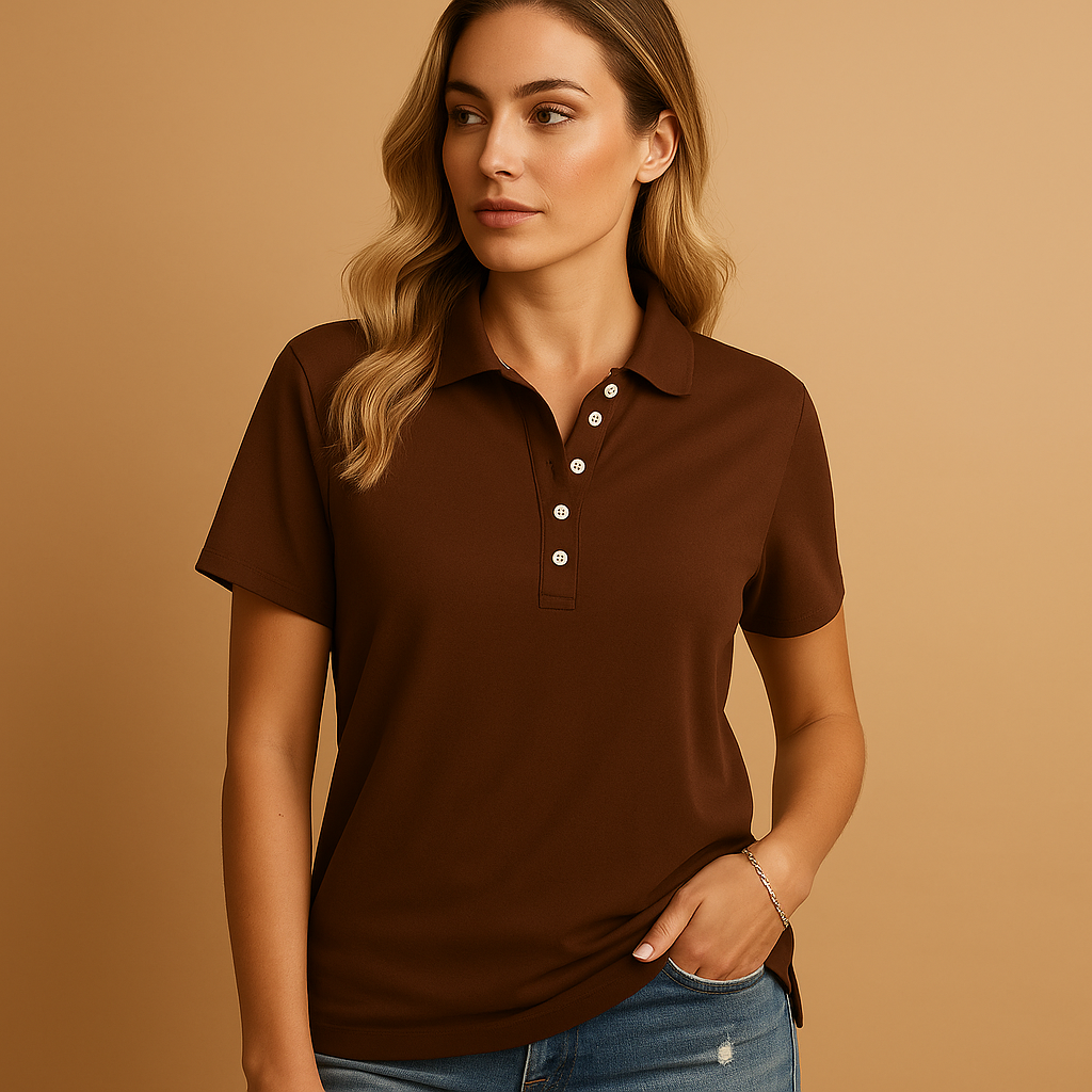 Casual Dames Poloshirt met Korte Mouwen en Knoopsluiting
