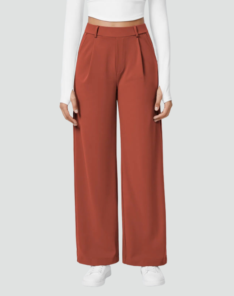 Comfortable Women's Trousers With High Waist And Wide Legs