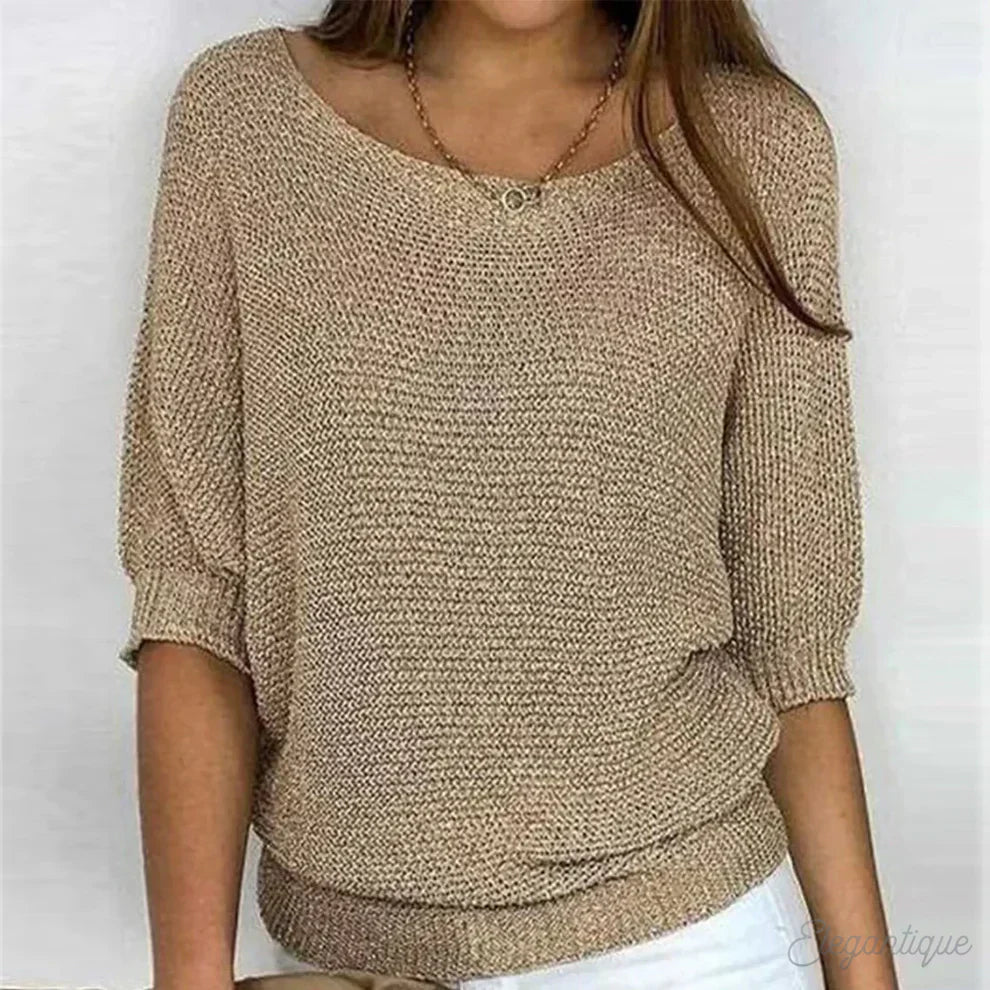 Dames Stylowy elegancki sweter damski z krótkim rękawem