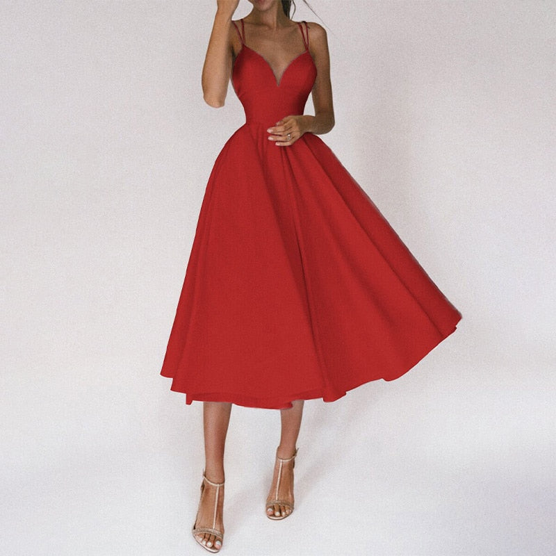 Ermina | Elegante Midi-Jurk met Spaghettibandjes