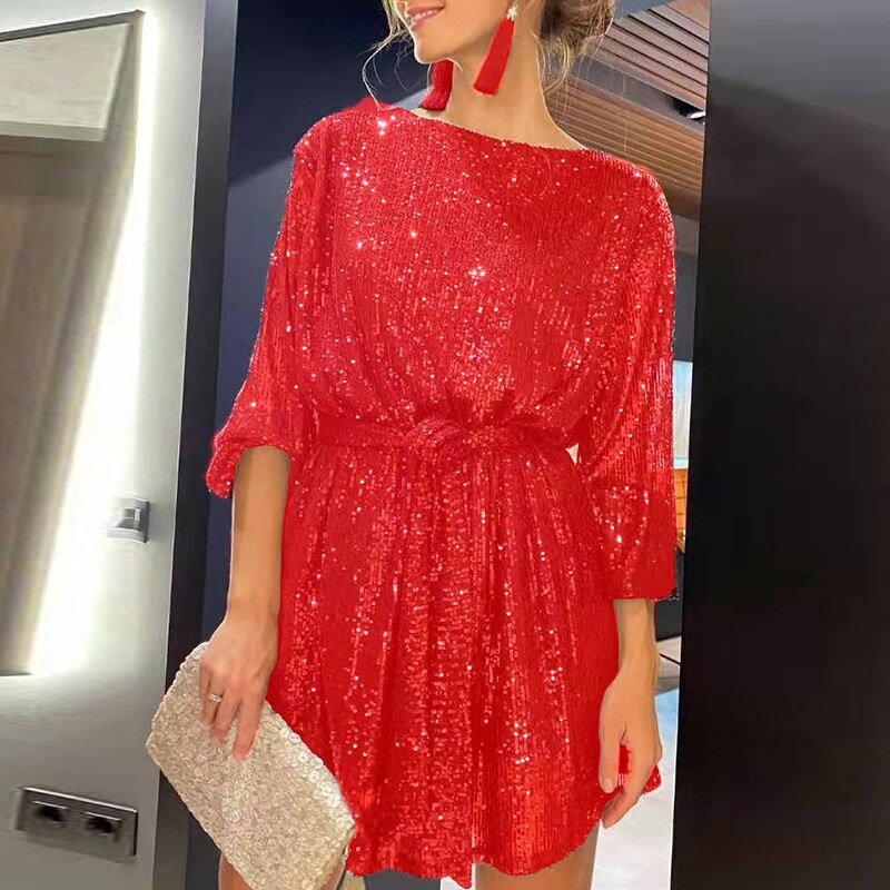 Lacie | Oversized Paillettenjurk met Asymmetrisch Detail