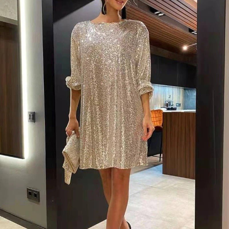Lacie | Oversized Sequin Dress with Asymmetric Detail