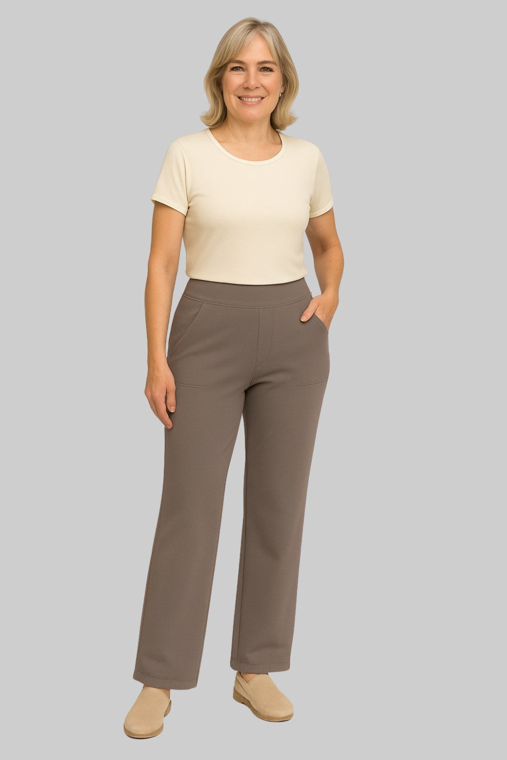 Comfortabele Wijde Broek Dames met Hoge Taille en Zakken