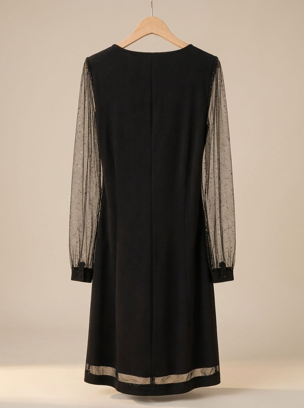Glinsterende Dames Mini Jurk met Mesh Mouwen en Diepe V-Hals