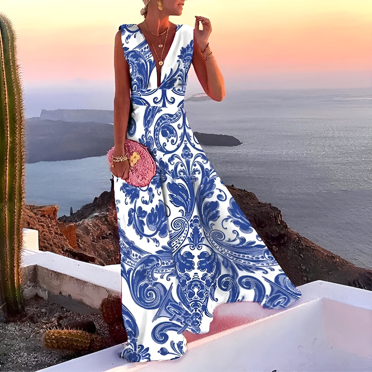 Luxe Dames Galajurk Maxi met V-hals en Mouwloos