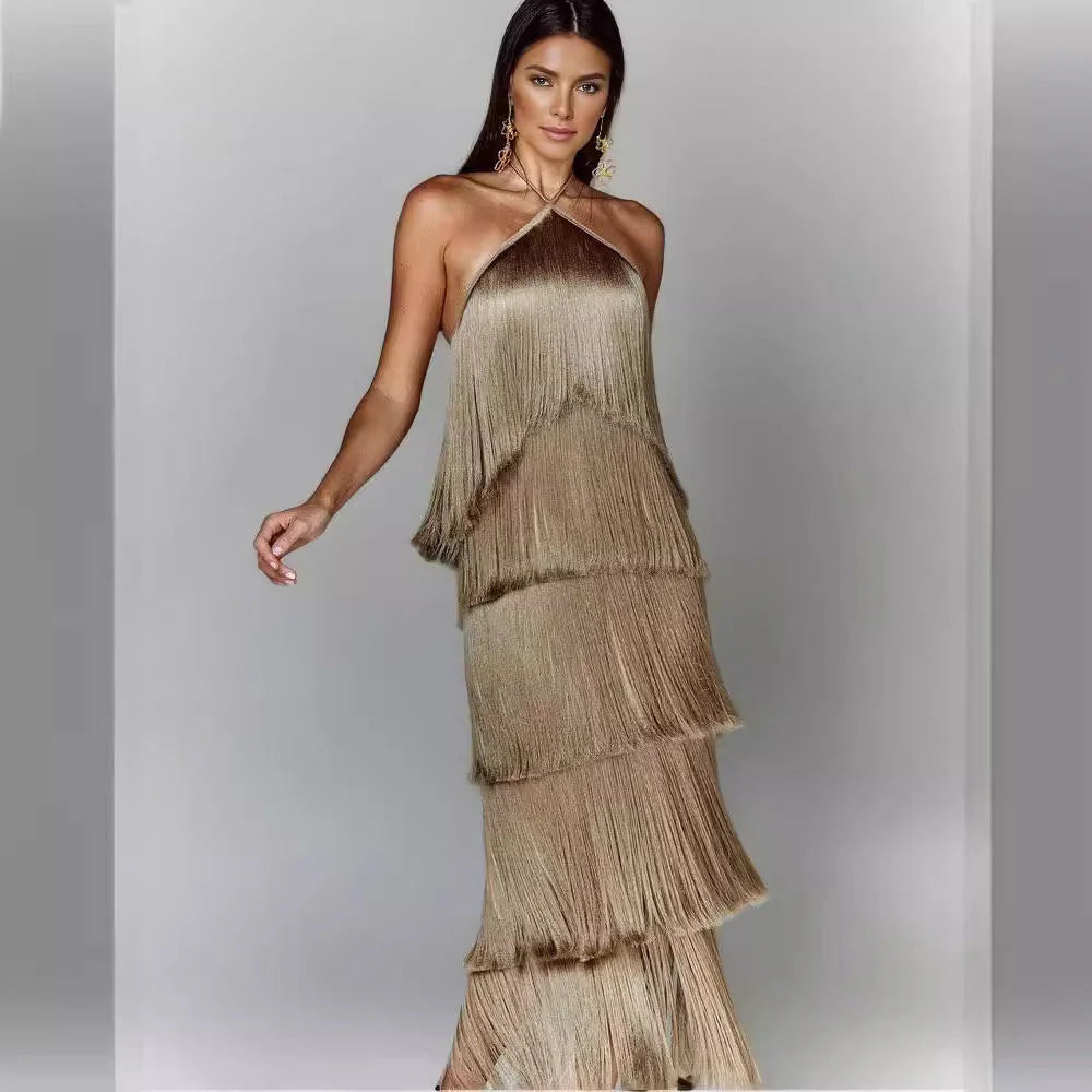 Corrina | Glamoureuze Midi Jurk met Flapper-Inspiratie