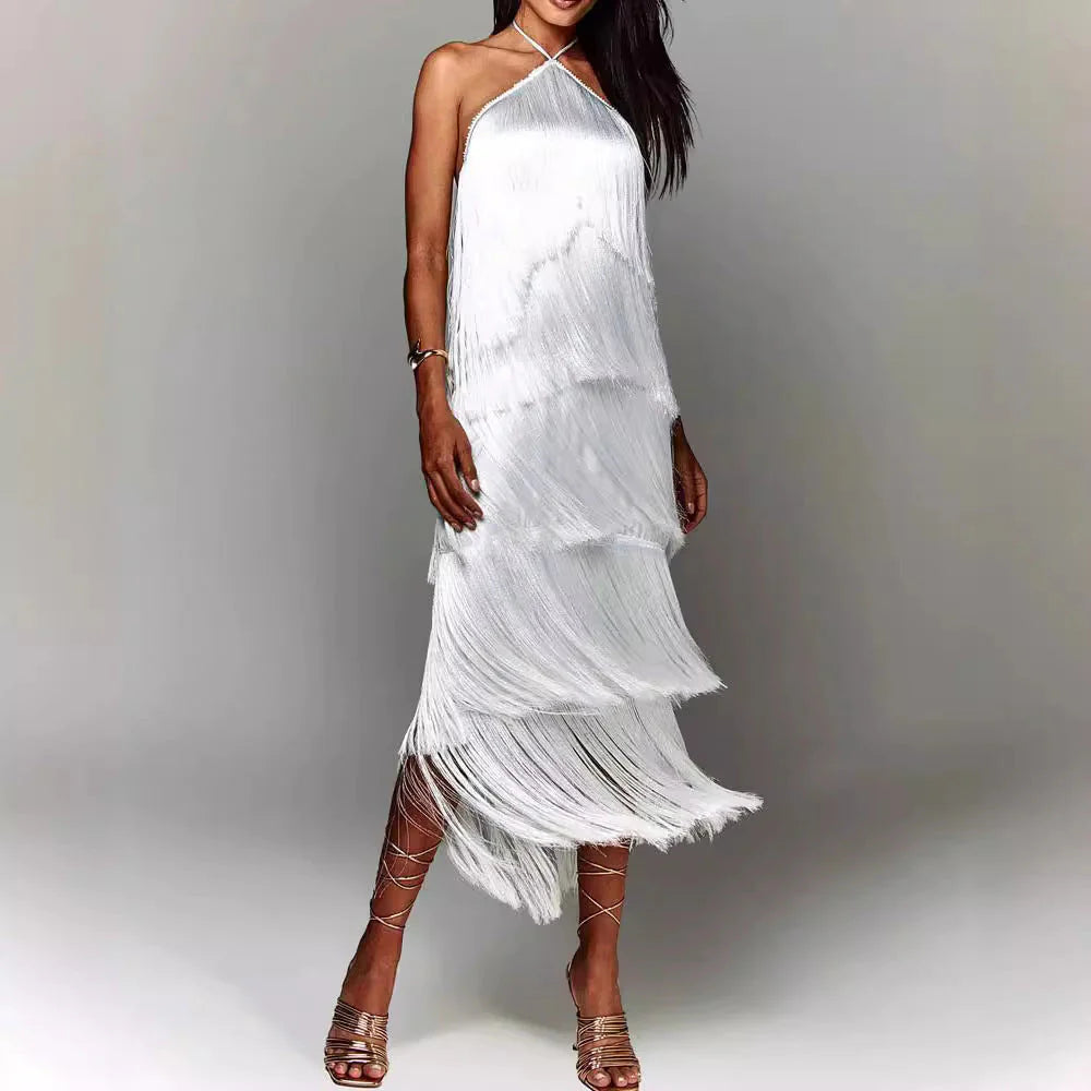 Corrina | Glamoureuze Midi Jurk met Flapper-Inspiratie