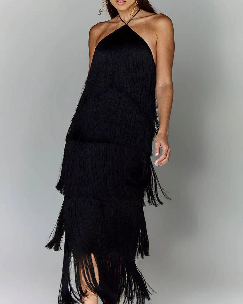 Corrina | Glamoureuze Midi Jurk met Flapper-Inspiratie