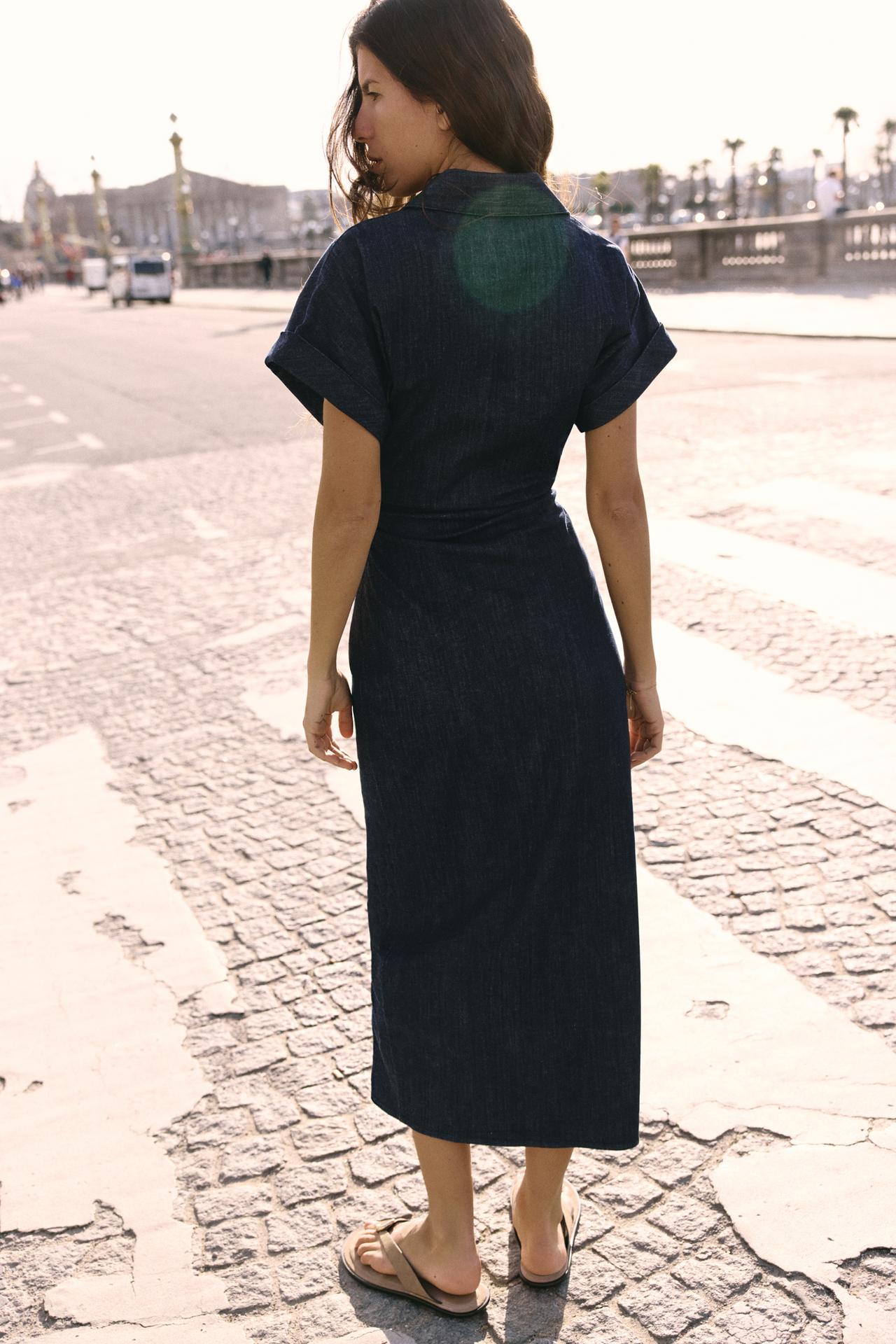 Mallou | Denim Midi Jurk met Knoopsluiting