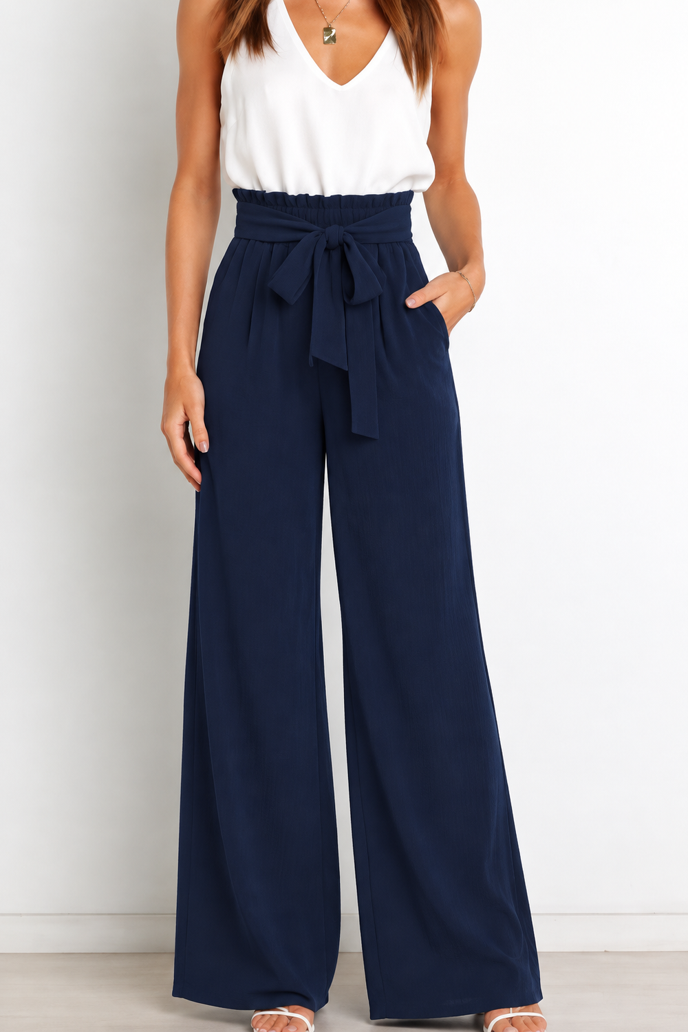 Fenna | High Waist Paperbag Pants with Bow Detail