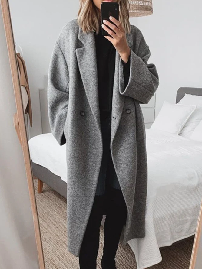 Stijlvolle Oversized Dames Maxi Winterjas met Dubbele Knopen