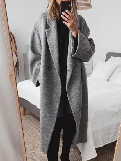 Stijlvolle Oversized Dames Maxi Winterjas met Dubbele Knopen