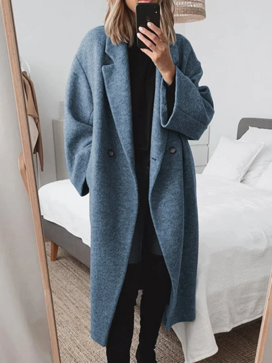 Stijlvolle Oversized Dames Maxi Winterjas met Dubbele Knopen