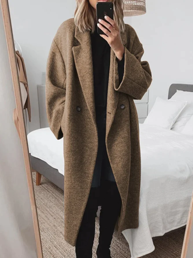 Stijlvolle Oversized Dames Maxi Winterjas met Dubbele Knopen