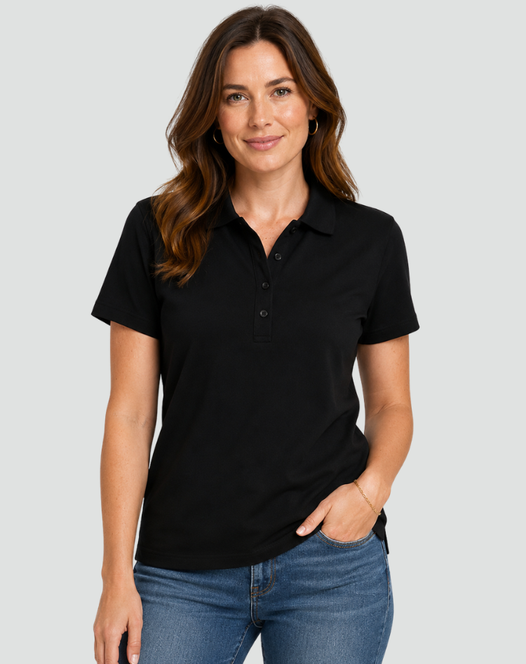Casual Women's Polo Shirt With Short Sleeves And Button Closure