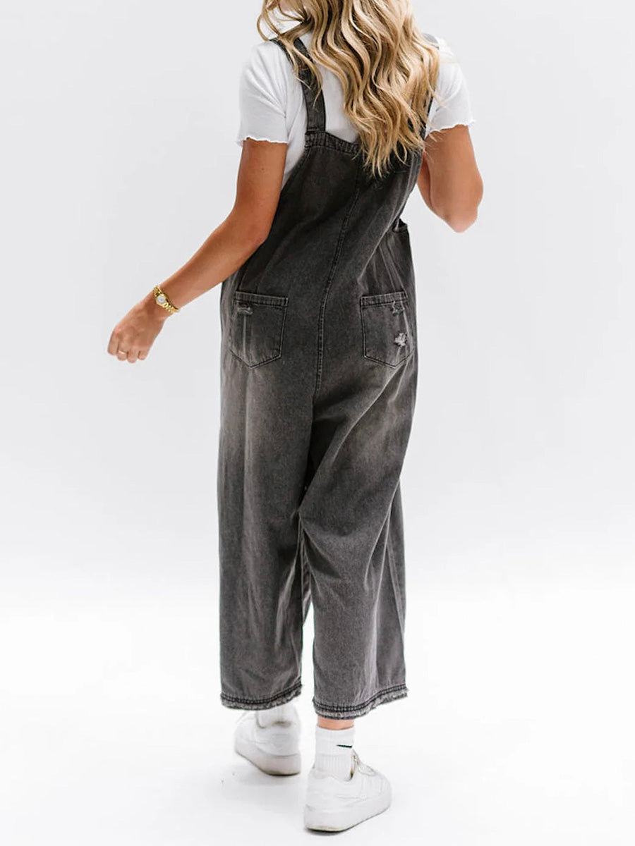 Comfortabele oversized jumpsuit met vintage denim look