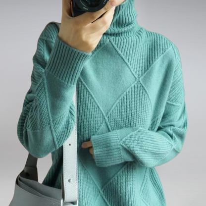 Comfortabele warme dames sweater met structuur en ronde hals