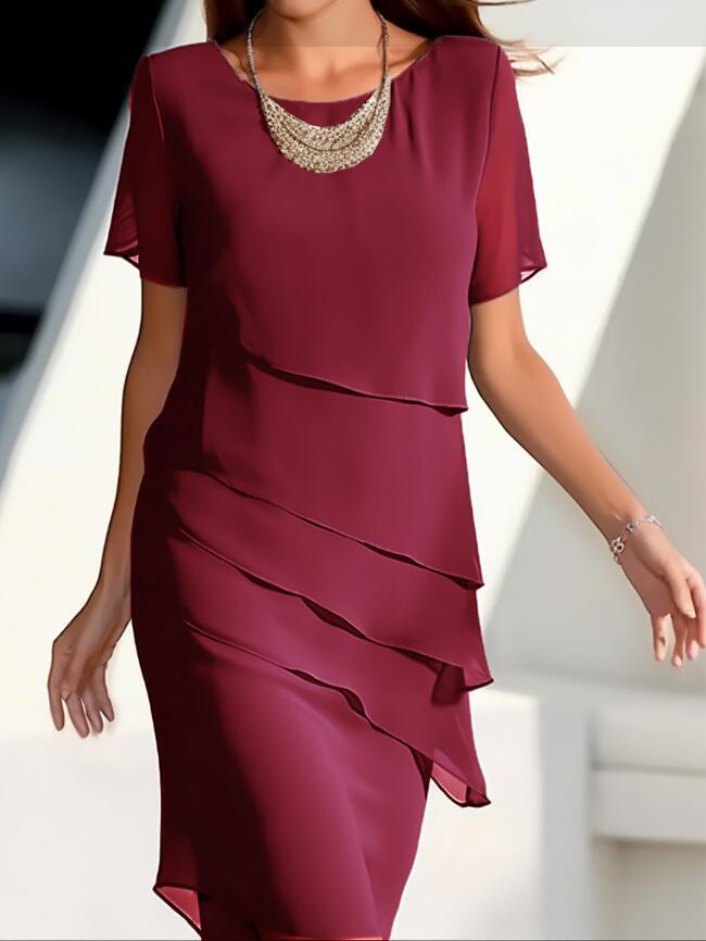 Quinnie | Elegante Gelaagde Chiffon Jurk Dames