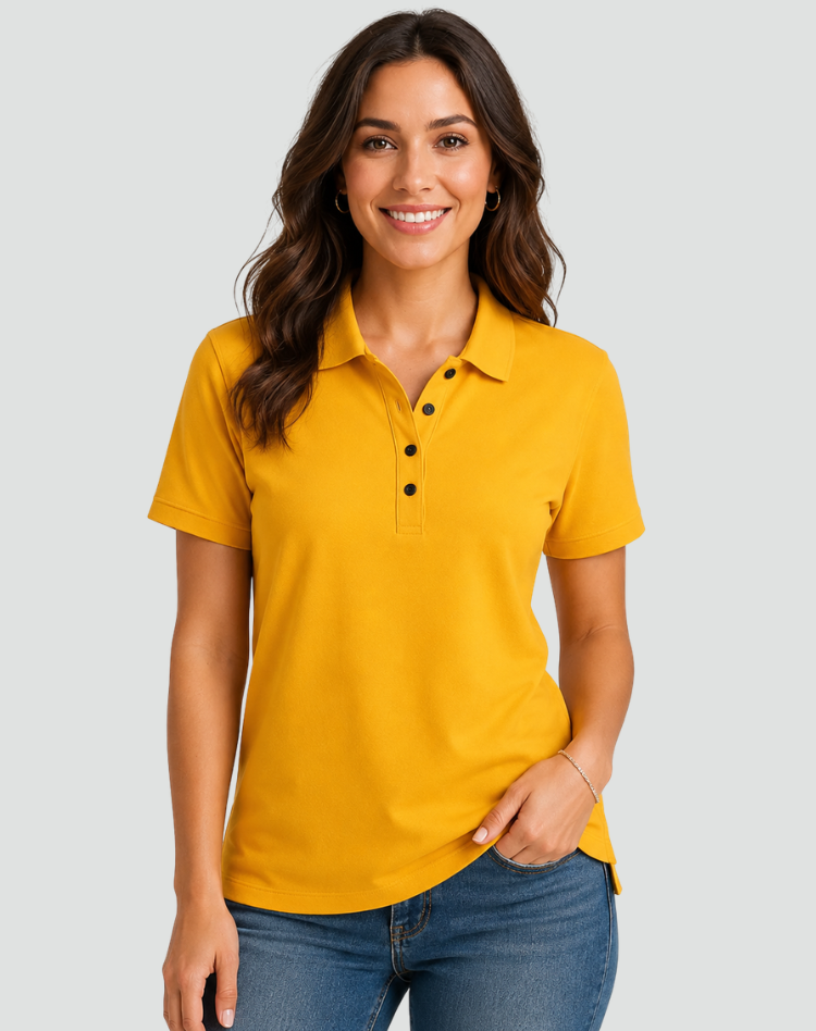 Casual Women's Polo Shirt With Short Sleeves And Button Closure