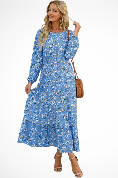 Maxi Zomerjurk Met Bloemenprint En Lange Mouwen Voor Dames